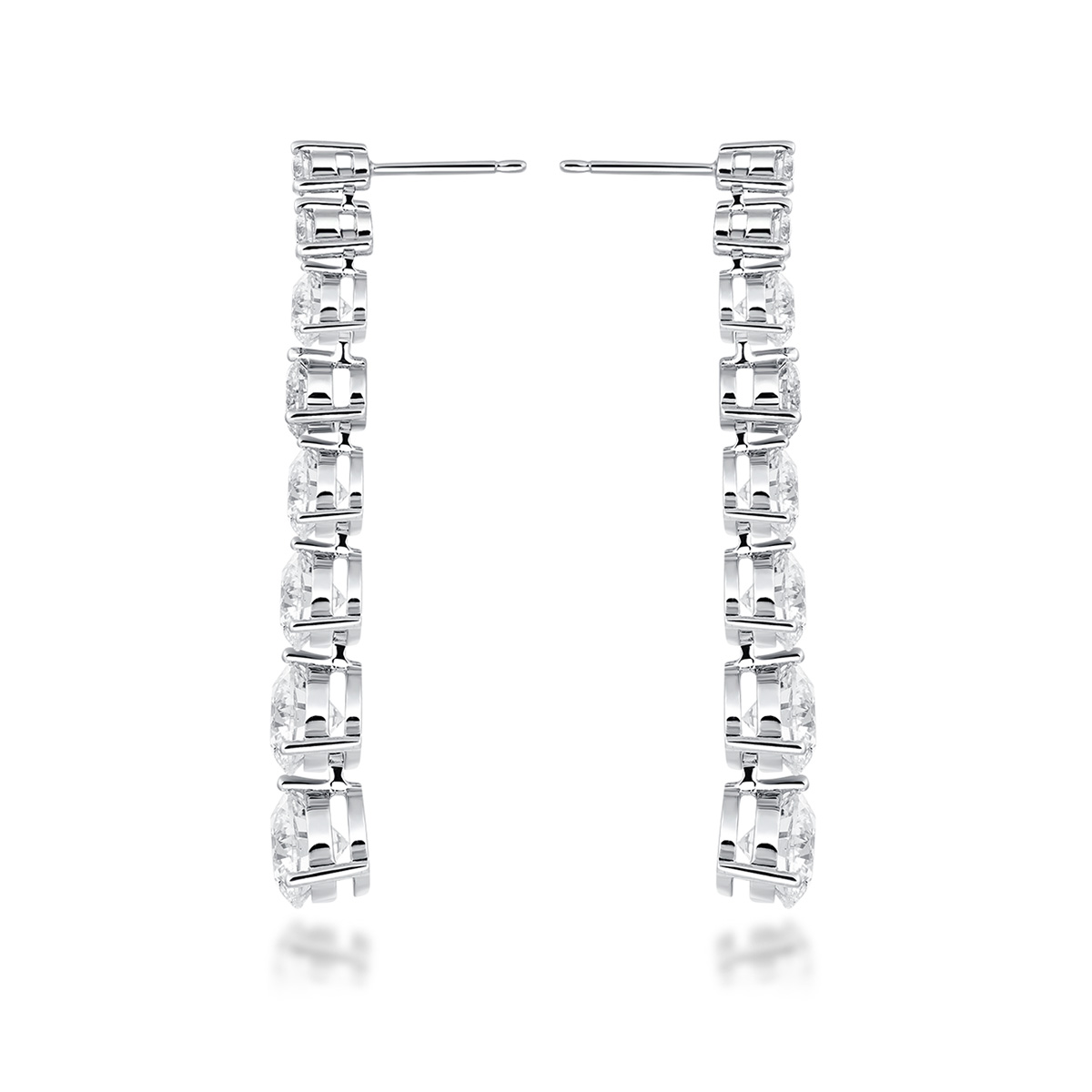 LMEW0003  Round Shape 8 Stone Lab Grown Diamond Liner Drop Earring in 18k White Gold (6.8 ct. tw.)