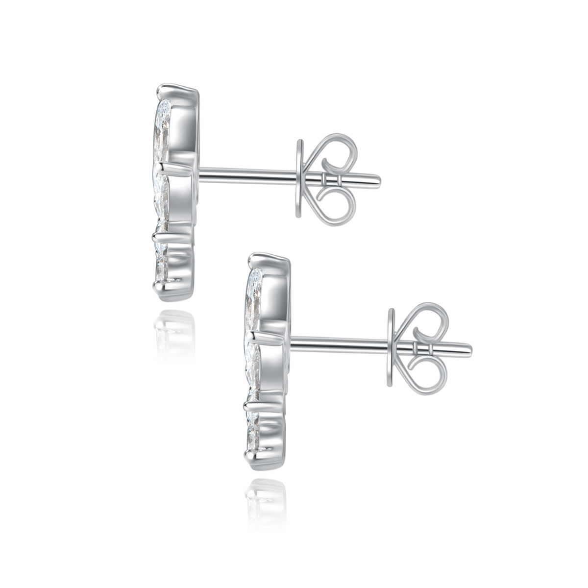 0.8 Carat Total Weight 5-Stone Marquise Cut Lab Grown Diamond Ear Climber Stud Earrings in 18k White Gold-Light Mark