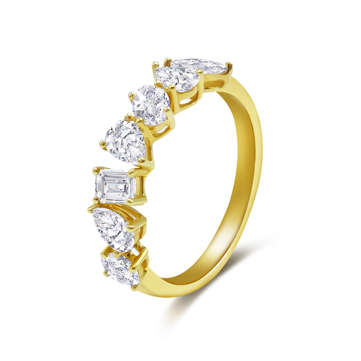 7 Stone Multi Shape Lab Grown Diamond Ring in 18k Gold (1.3 Ct Tw)