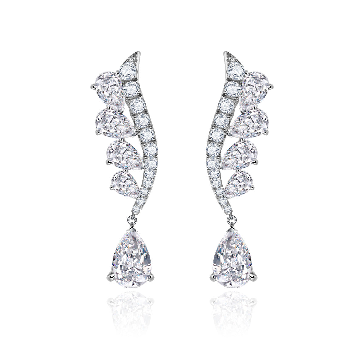 Windy Wheat Pear and Round Cut Lab Grown Diamond Drop Earrings( 4.6 Ct Tw)