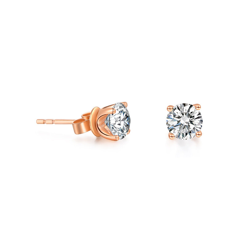4 Prong Brilliant Round Cut Lab Grown Diamond Stud Earrings in 18k Gold  ( 1 Ct Tw)