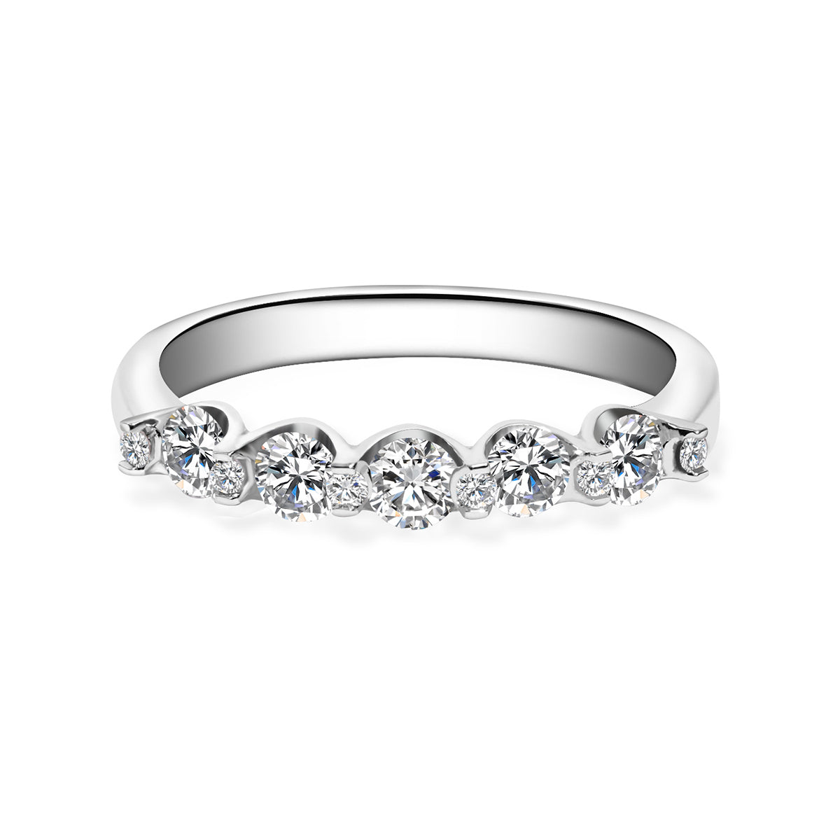 11 Stone Lab Grown Diamond Floating Arches Anniversary Ring in 18k Gold ( 0.4 Ct Tw)