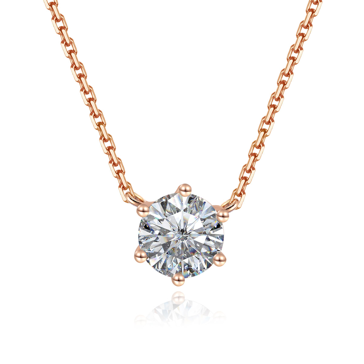 Six Prong Round Cut Lab Grown Diamond Necklace (0.3 Ct Tw)