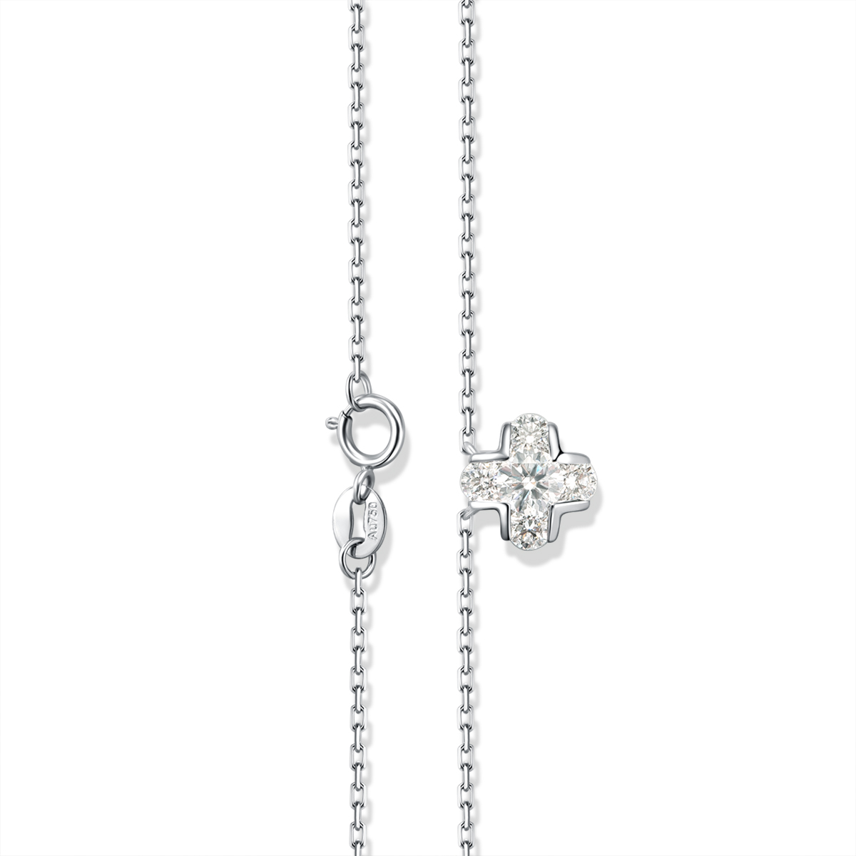 0.7 carat total weight brilliant round cut lab grown diamond Cross Pendant necklace in 18 rose gold