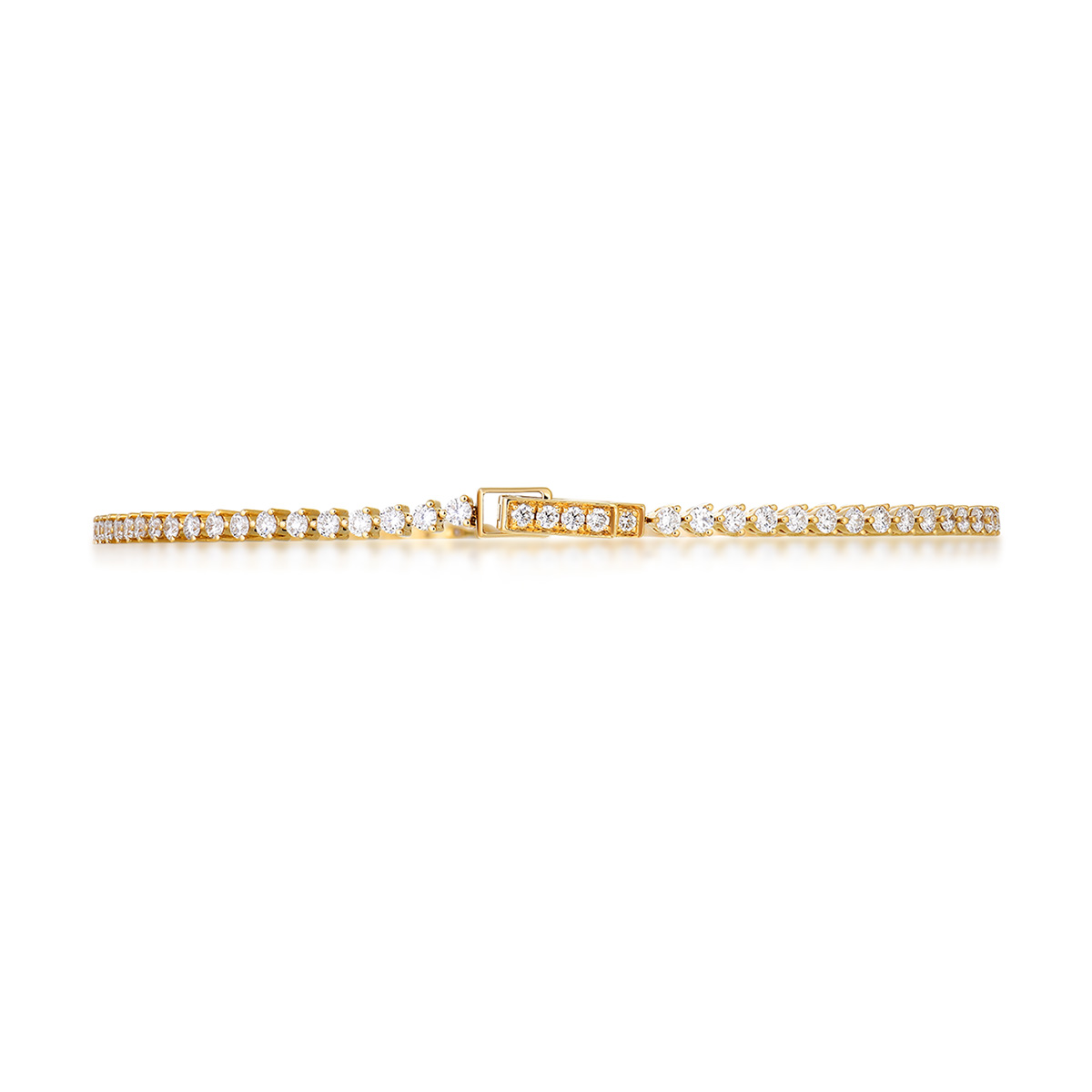 1.4 Carat Total Weight Brilliant Round Cut Lab Grown Diamond Tennis Bracelet in 18k Yellow Gold