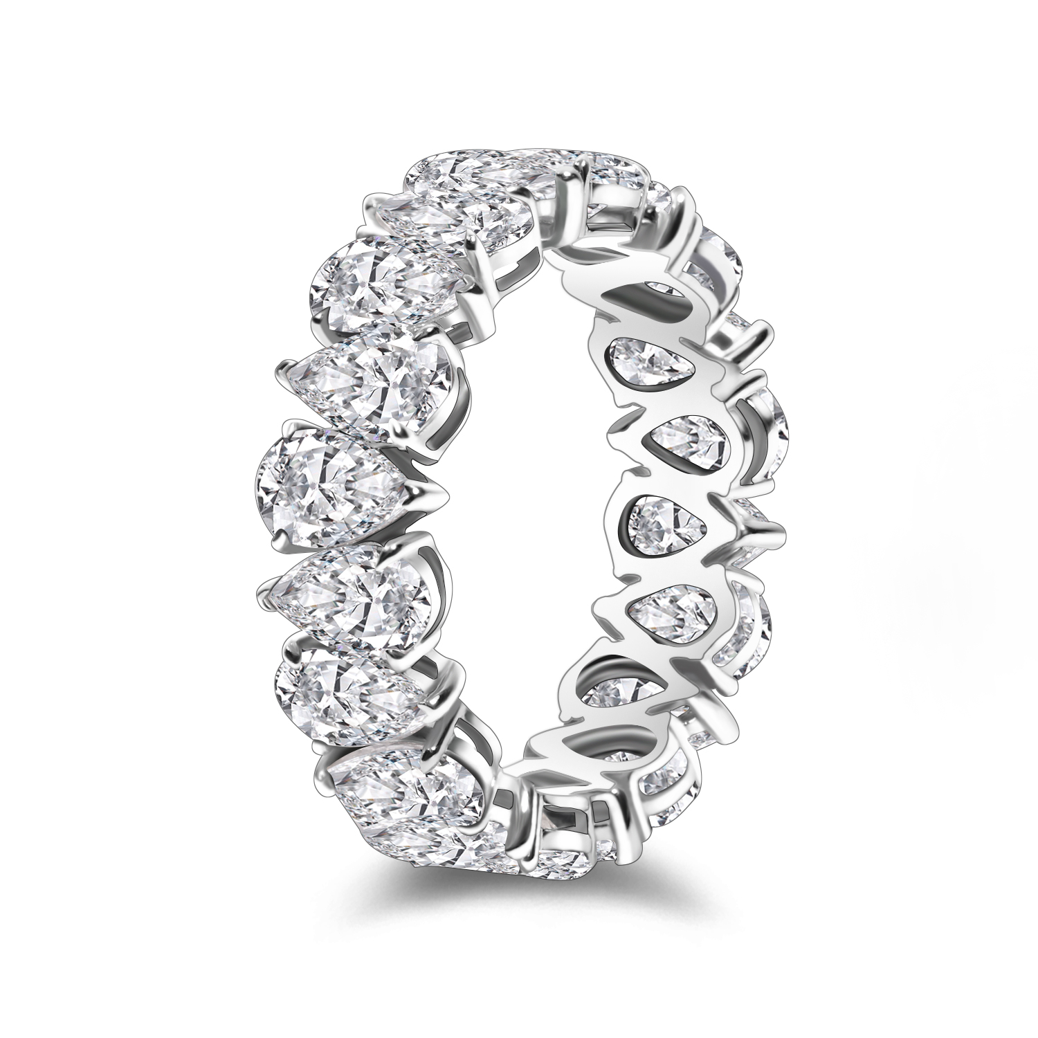 Upside Down Pear Cut Lab Grown Diamond Full Eternity Band  ( 5.3 Ct Tw)