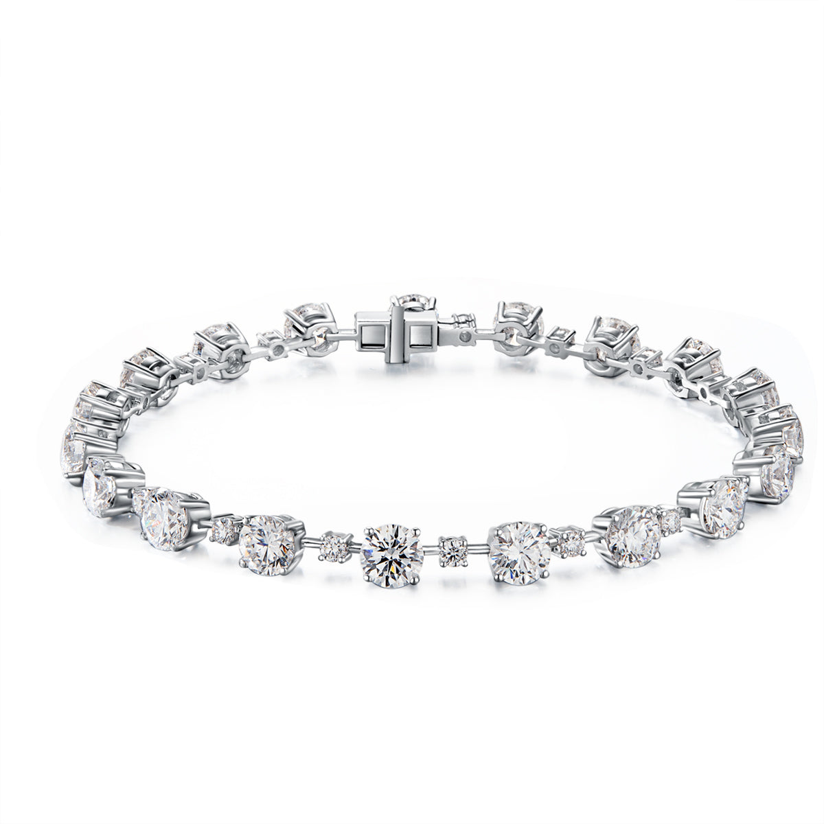 Rhythm Round Cut Lab Grown Diamond Tennis Bracelet  in 18k White Gold  (6.8 Ct Tw)