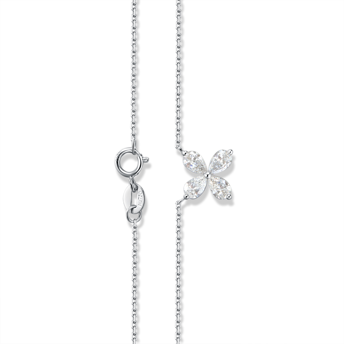 0.6 Carat Total Weight Pear Cut Lab Grown Diamond Four Petal  Butterfly Pendant Necklace-Light Mark