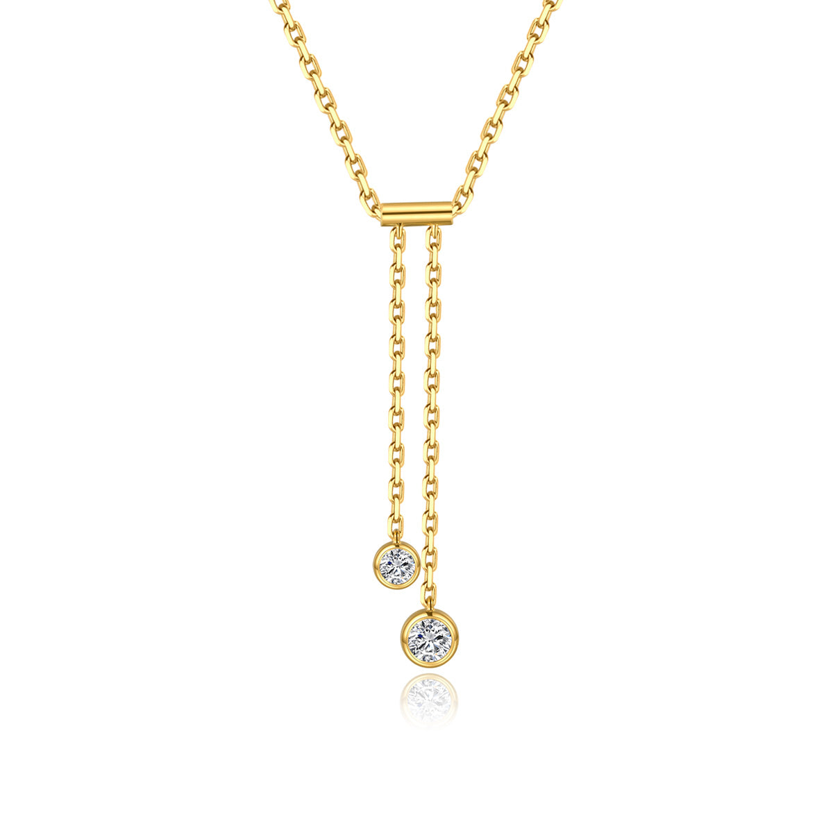 Bezel Set Lab Grown Diamond Asymmetric Chain Necklace in 18k Gold  (0.14 Ct Tw)