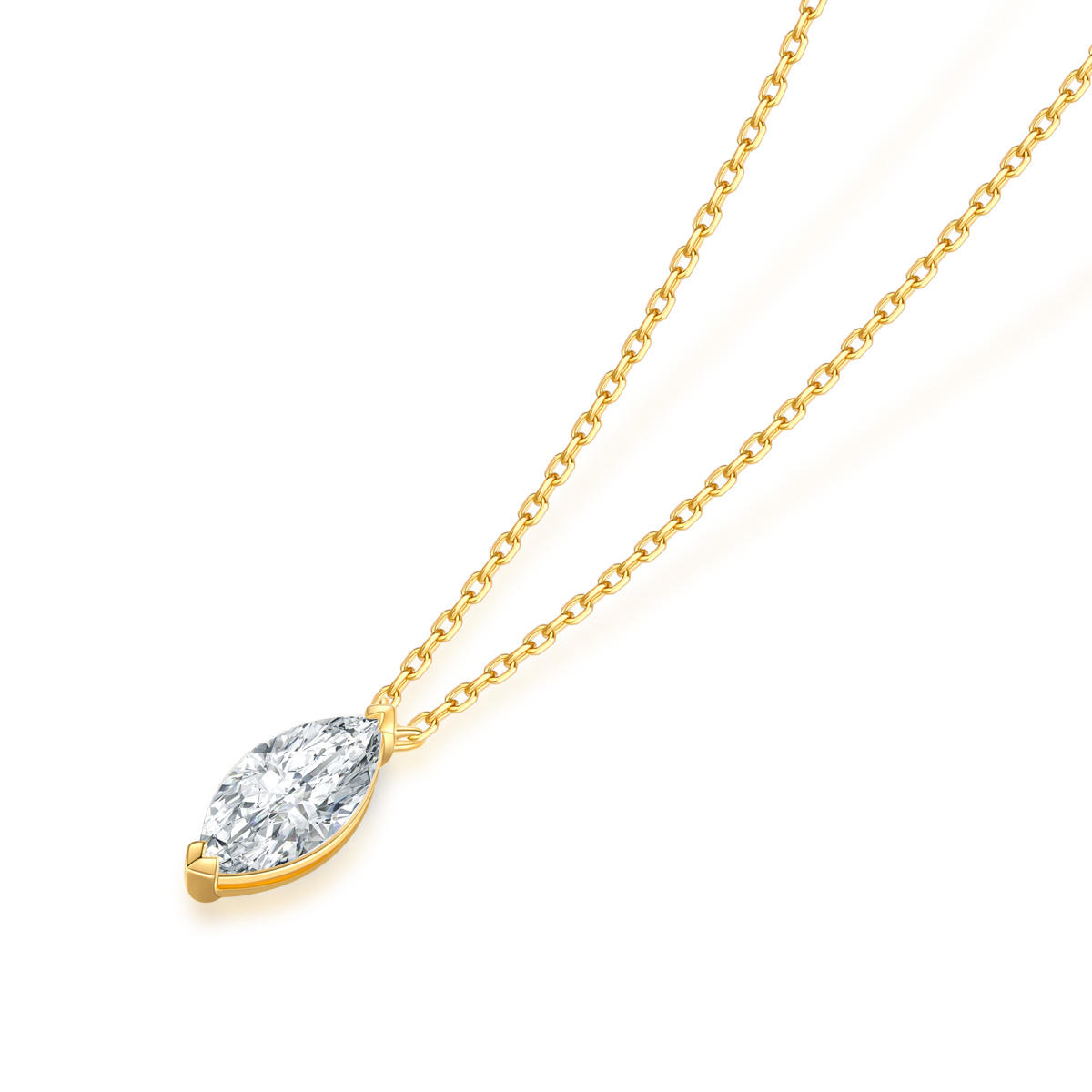 Marquise Cut Lab Grown Diamond Solitaire Pendant Necklace in 18k Gold ( 0.3 Ct Tw)