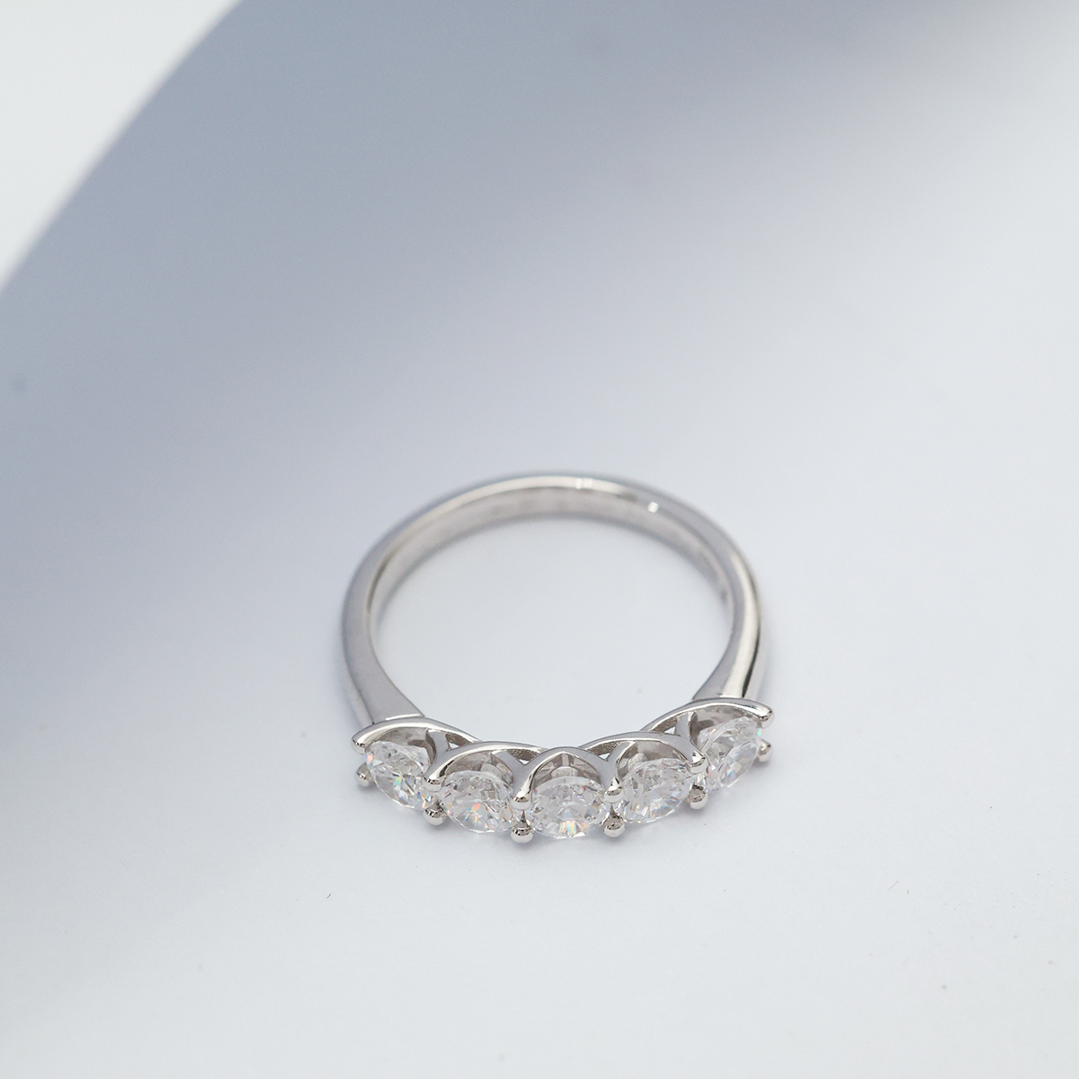 1.2 Carat Total Weight 5 Stone Round Cut Lab Grown Diamond Wedding Ring Half Eternity Band-Light Mark