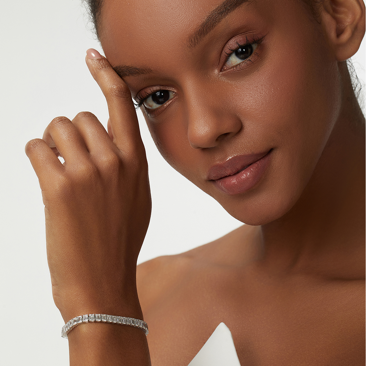 12.5 Carat Total Weight Emerald Cut Lab Grown Diamond Tennis Bracelet-Light Mark