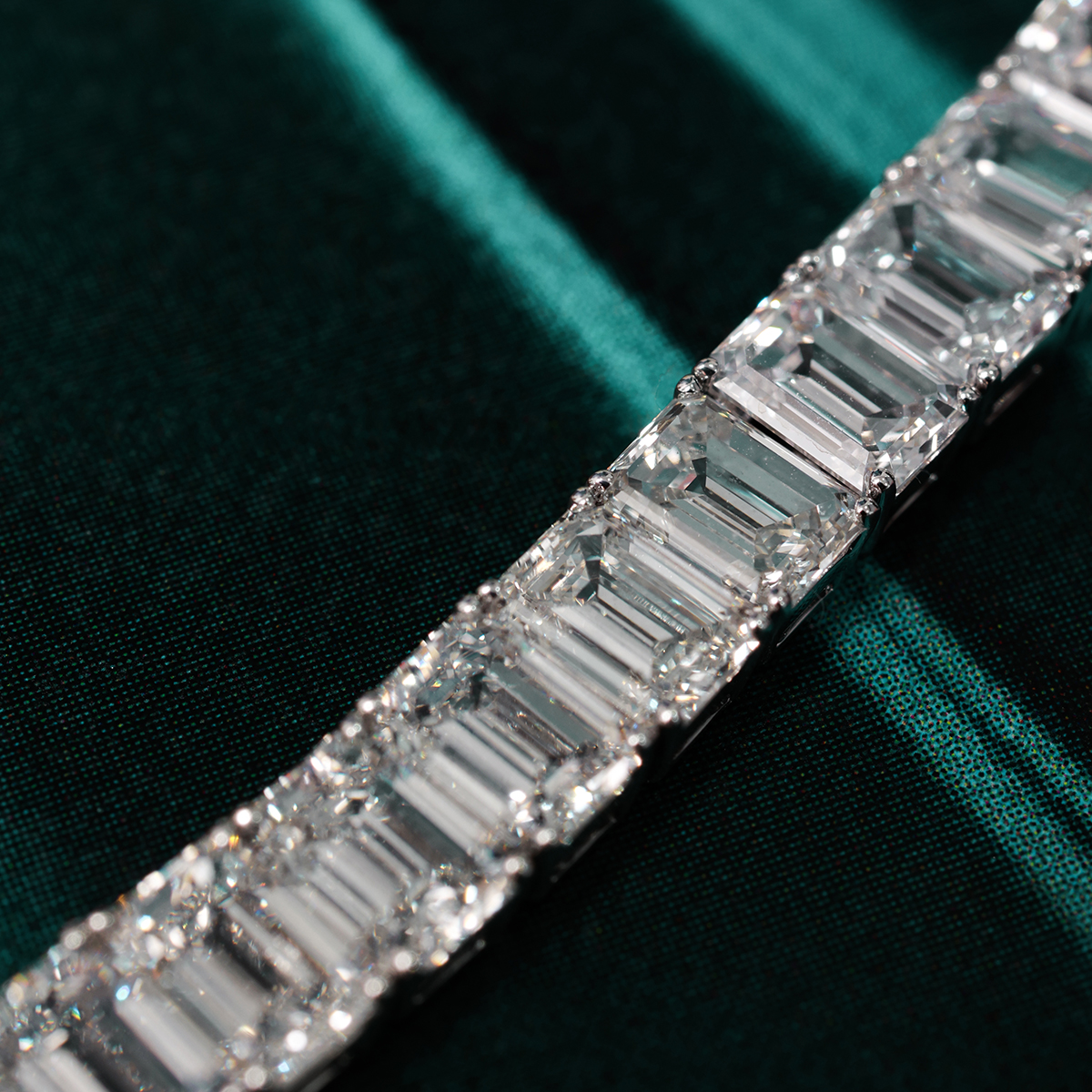 12.5 Carat Total Weight Emerald Cut Lab Grown Diamond Tennis Bracelet-Light Mark