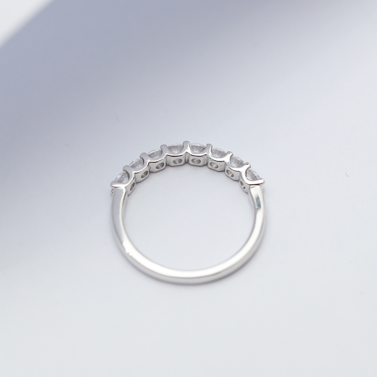 0.6 Carat Total Weight 8 Stone Round Cut Lab Grown Diamond Wedding Band In 18k White Gold 