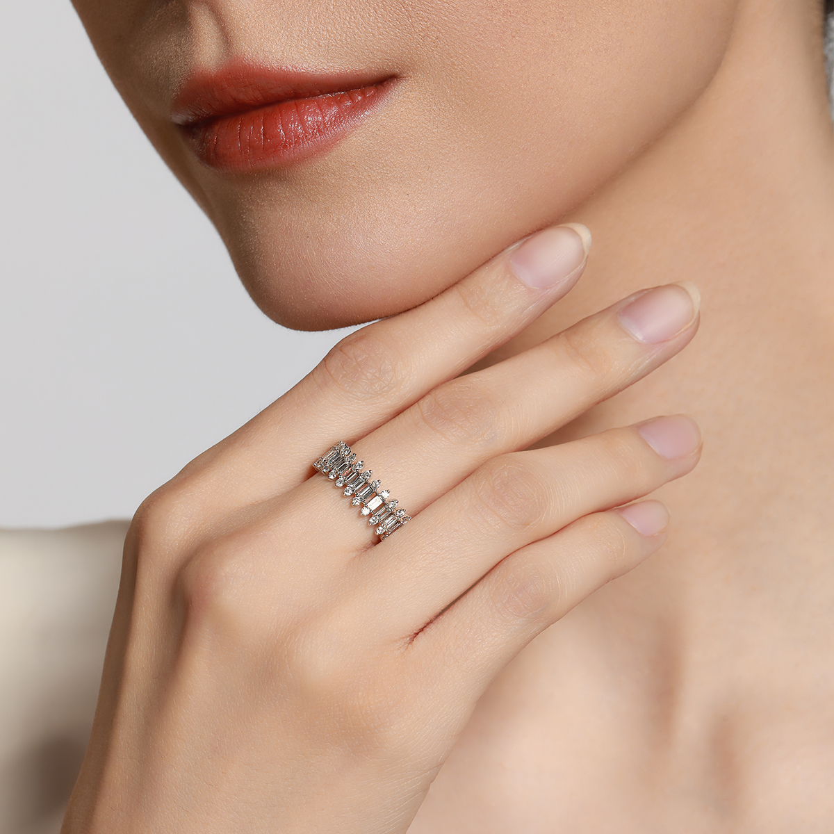 1.5 Carat Total Weight Baguette Eternity Lab Grown Diamond Anniversary Band Wedding Ring-Light Mark