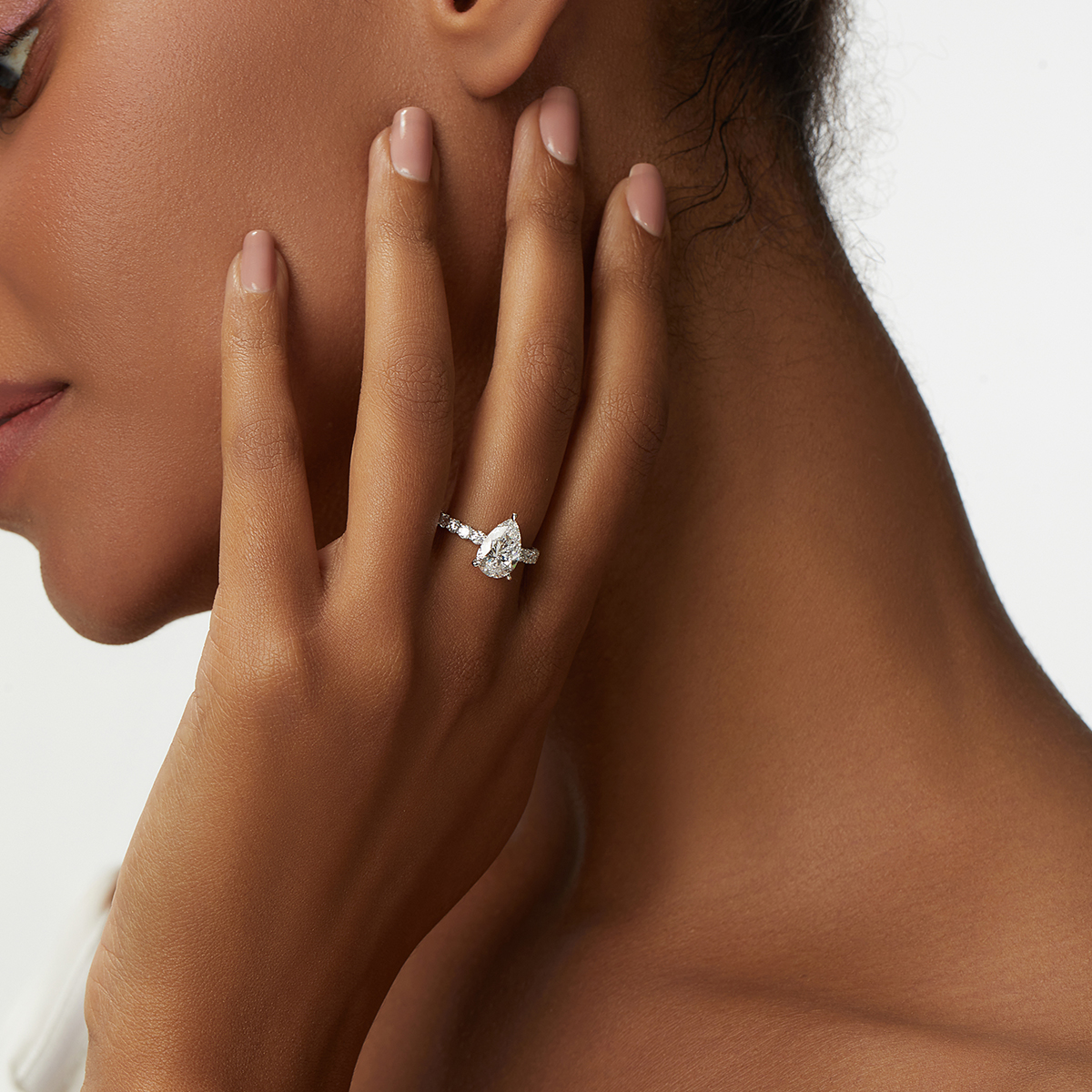IGI Certificated  3 Carat Total Weight Pear Cut Lab Grown Diamond Engagement Ring in 18k White Gold