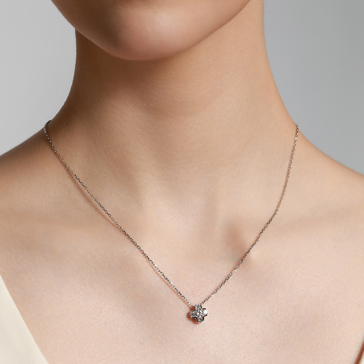 0.7 carat total weight brilliant round cut lab grown diamond Cross Pendant necklace in 18 rose gold