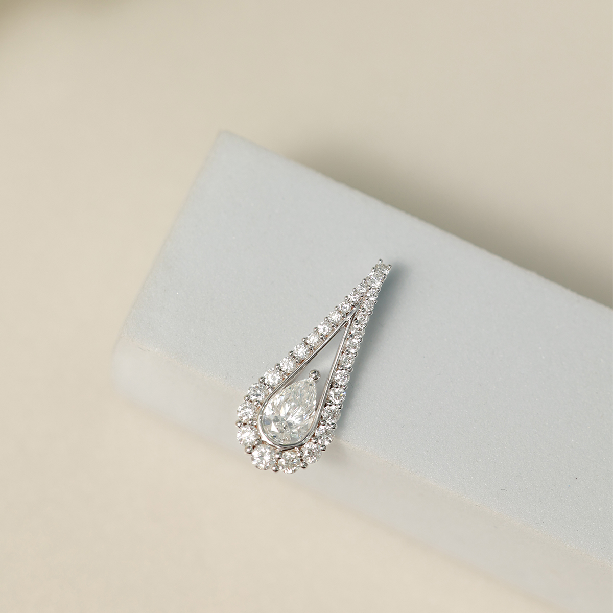 1 Carat Total Weight Pear Cut Lab Grown Diamond Tear Drop Pendant (Chain Exclude)-Light Mark