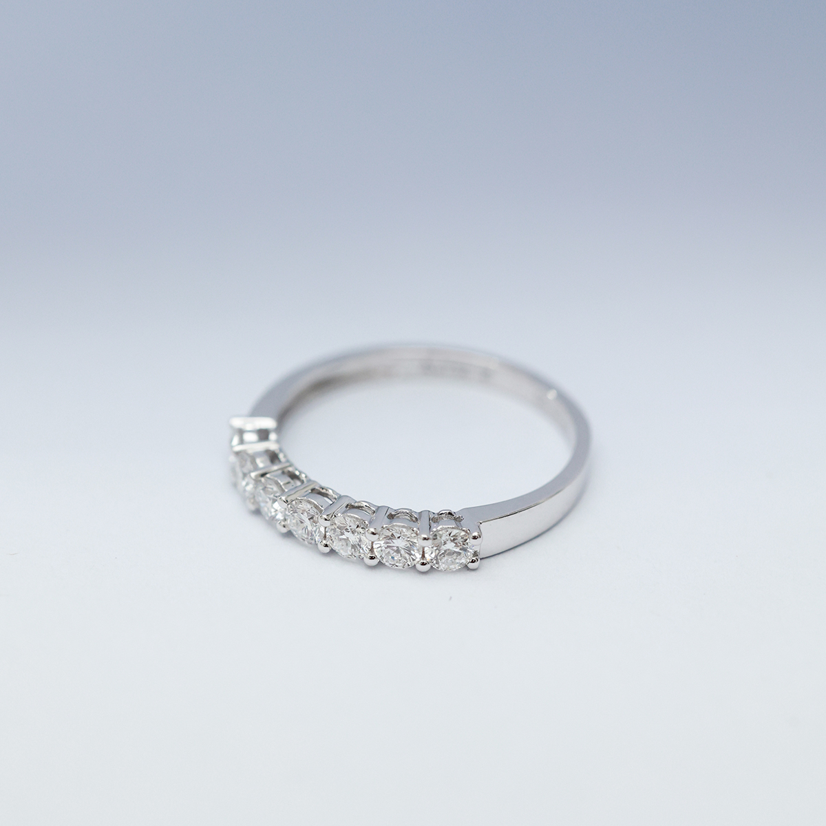 0.4 Carat Seven Stone Round Cut Diamond Half Eternity Anniversary Ring in 18k White Gold