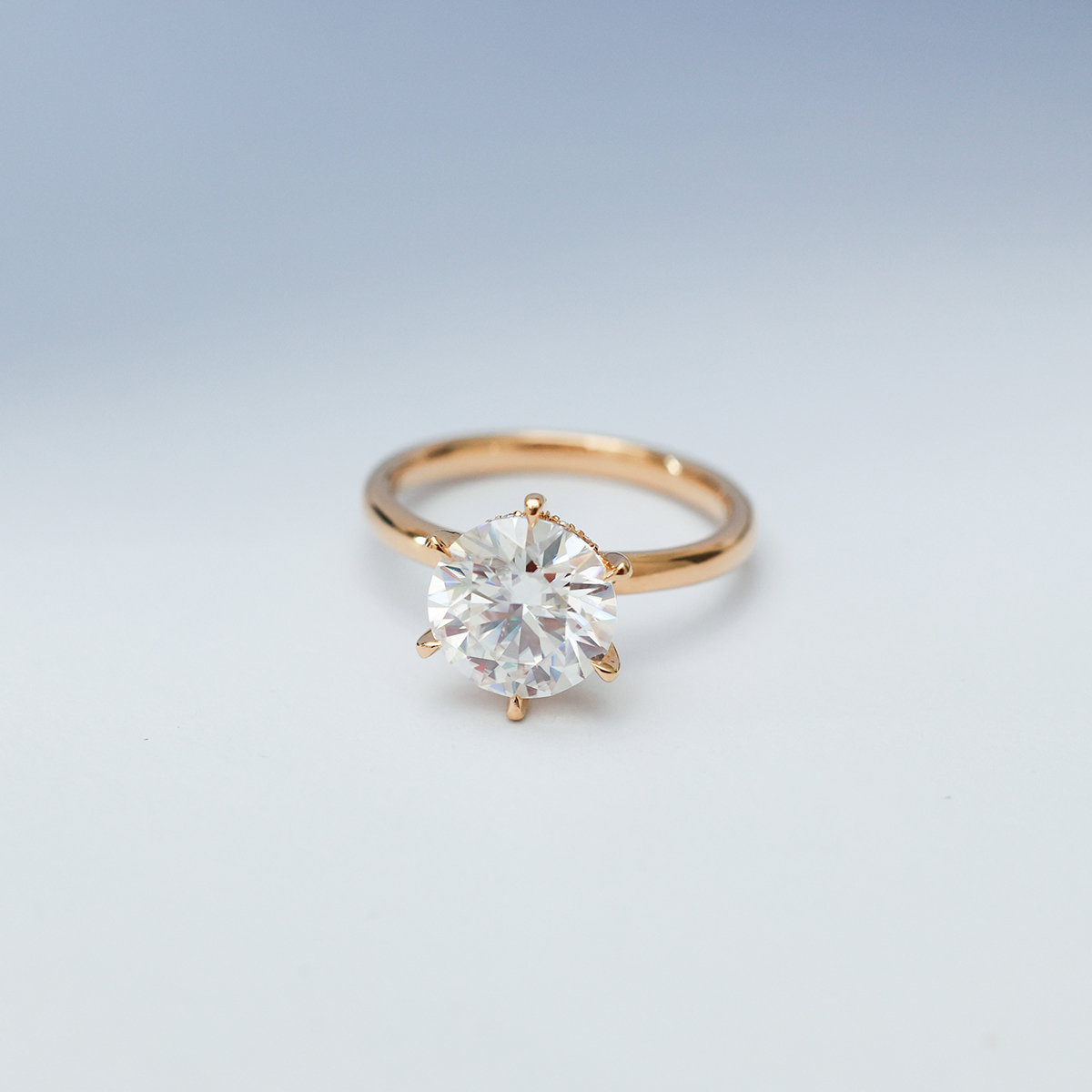 3 Carat Center Stone Brilliant Round Cut Lab Grown Diamond Hidden Halo Engagement Ring  (3.1 Ct Tw)-Light Mark