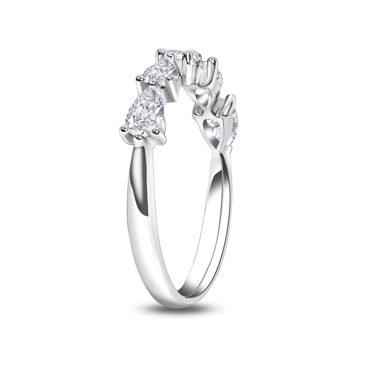 5 Stone Pear Cut Lab Grown Diamond East West Anniversary Ring (0.8 Ct Tw)
