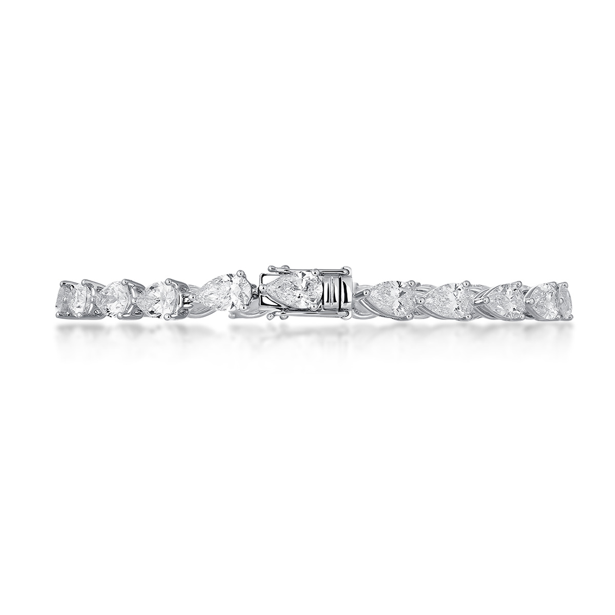 9.8 Carat Total Weight Pear Cut Lab Grown Diamond Tennis Bracelet in 18k White Gold