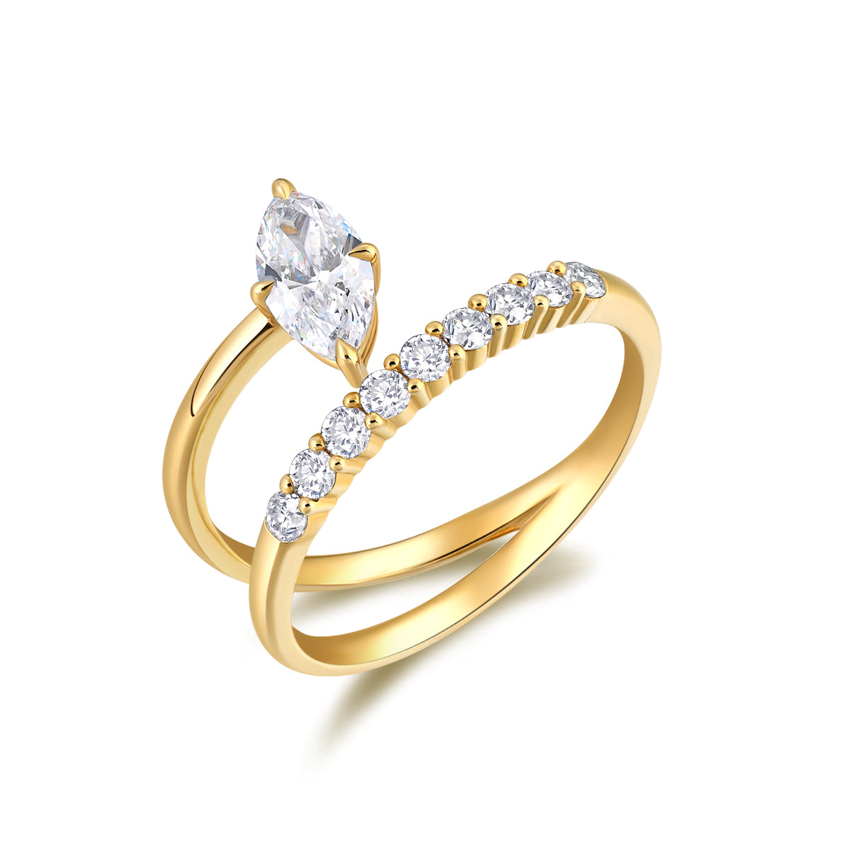 Marquise Cut Lab Grown Diamond Coil Ring in 18k Gold 