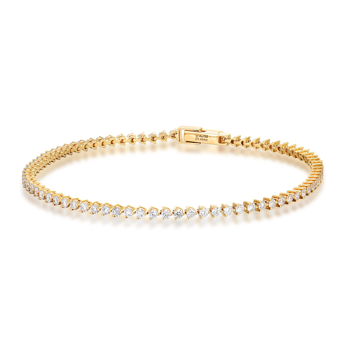 1.4 Carat Total Weight Brilliant Round Cut Lab Grown Diamond Tennis Bracelet in 18k Yellow Gold