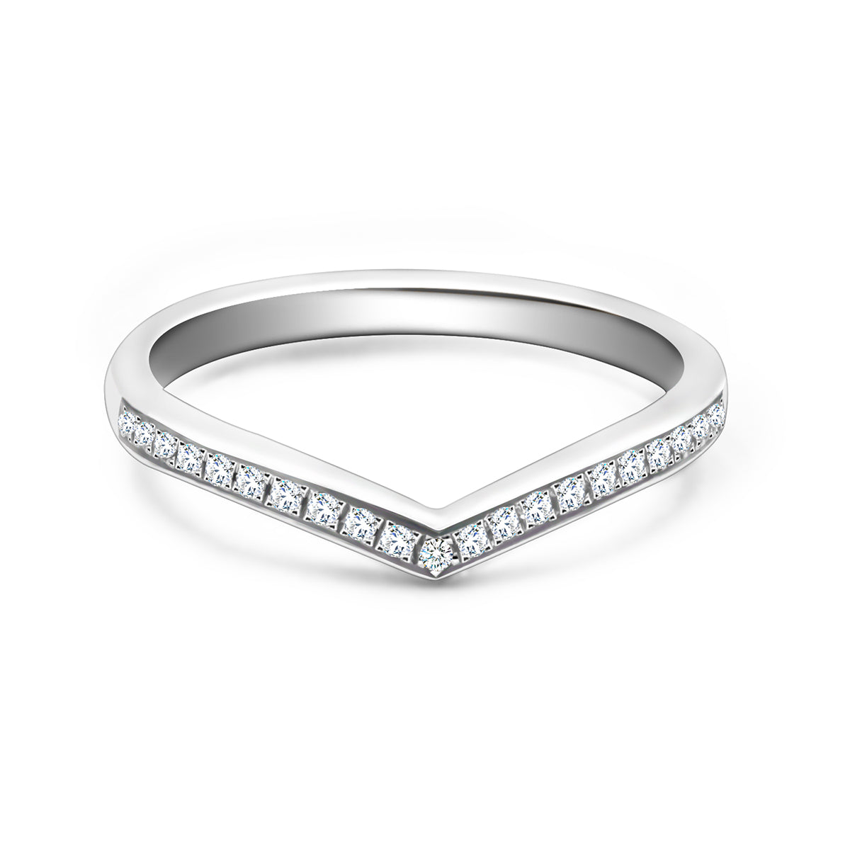 Lab Grown Diamond Channel Set V Shape Wedding Ring ( 0.1 Ct Tw)