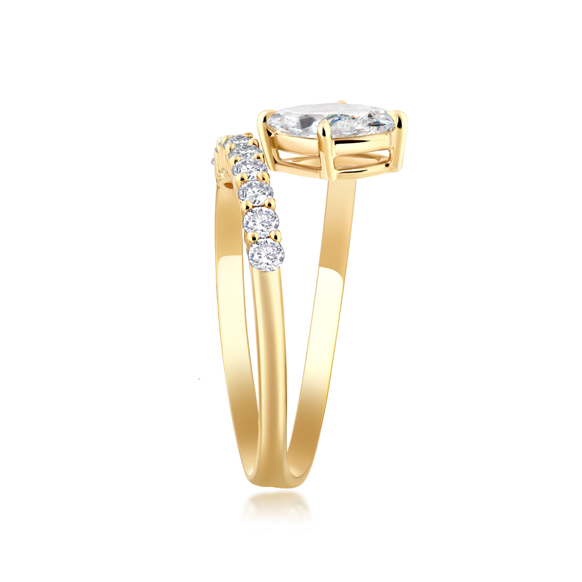 Marquise Cut Lab Grown Diamond Coil Ring in 18k Gold 