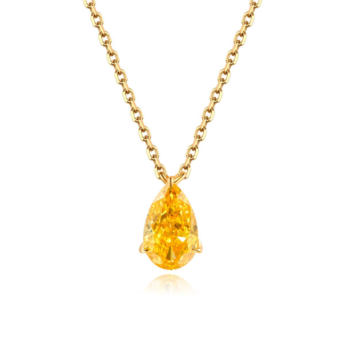 Waterdrop Yellow Lab Grown Diamond Solitaire Pendant Necklace in 18k Gold ( 0.7 Ct Tw)