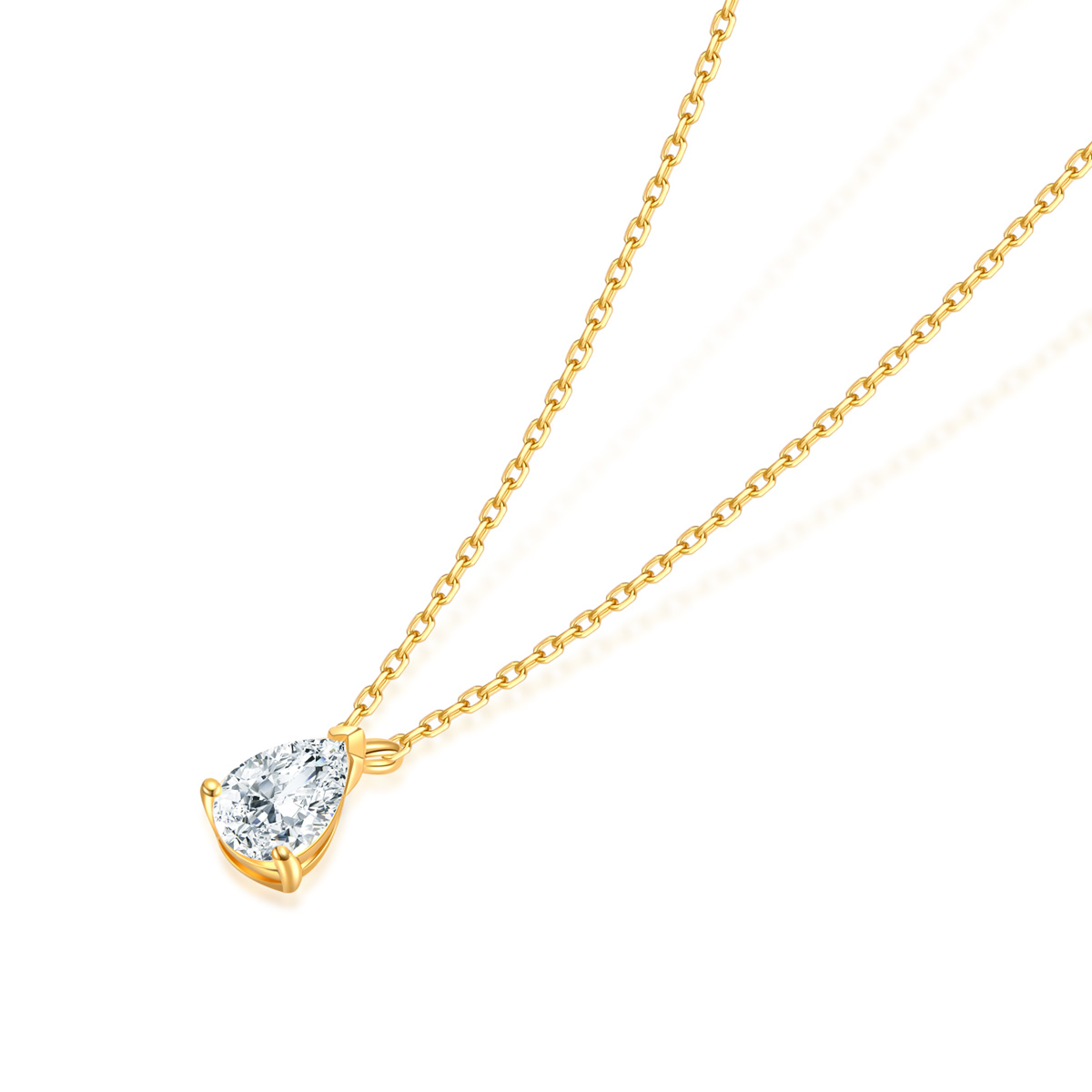 Waterdrop Lab Grown Diamond Solitaire Pendant Necklace in 18k Gold ( 0.5 Ct Tw)