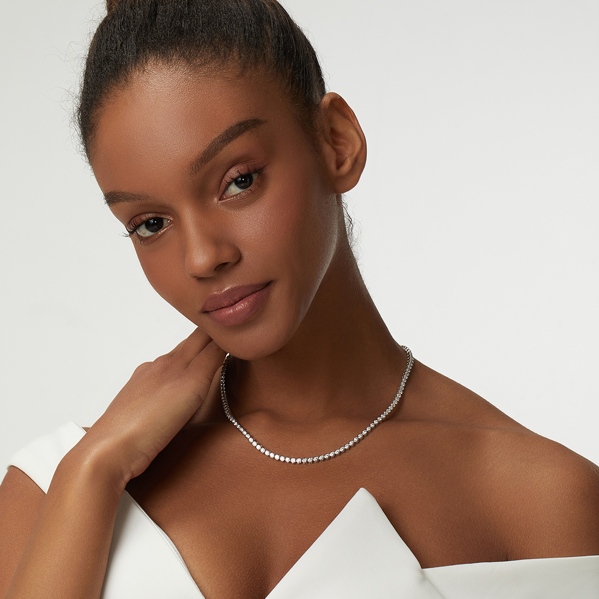 IGI Certified 7.9 Carat Round Cut Lab Grown Diamond Bezel Set Tennis Necklace in 18K White Gold