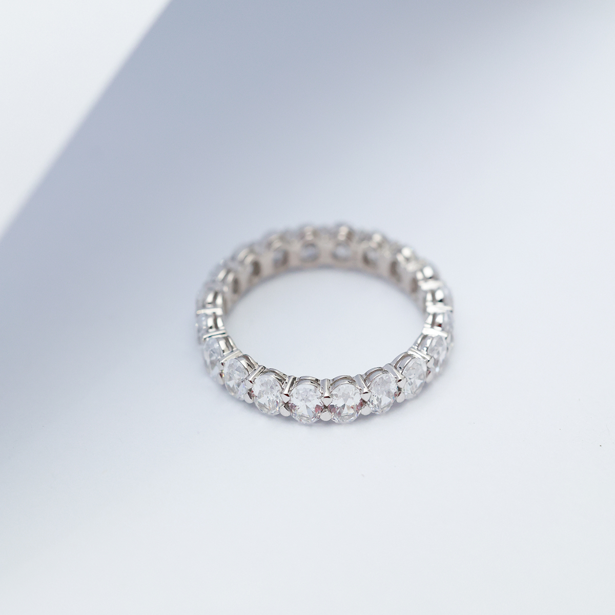 3 Carat Total Weight Oval Cut Lab Grown Diamond Full Eternity Wedding Ring Anniversary Band-Light Mark