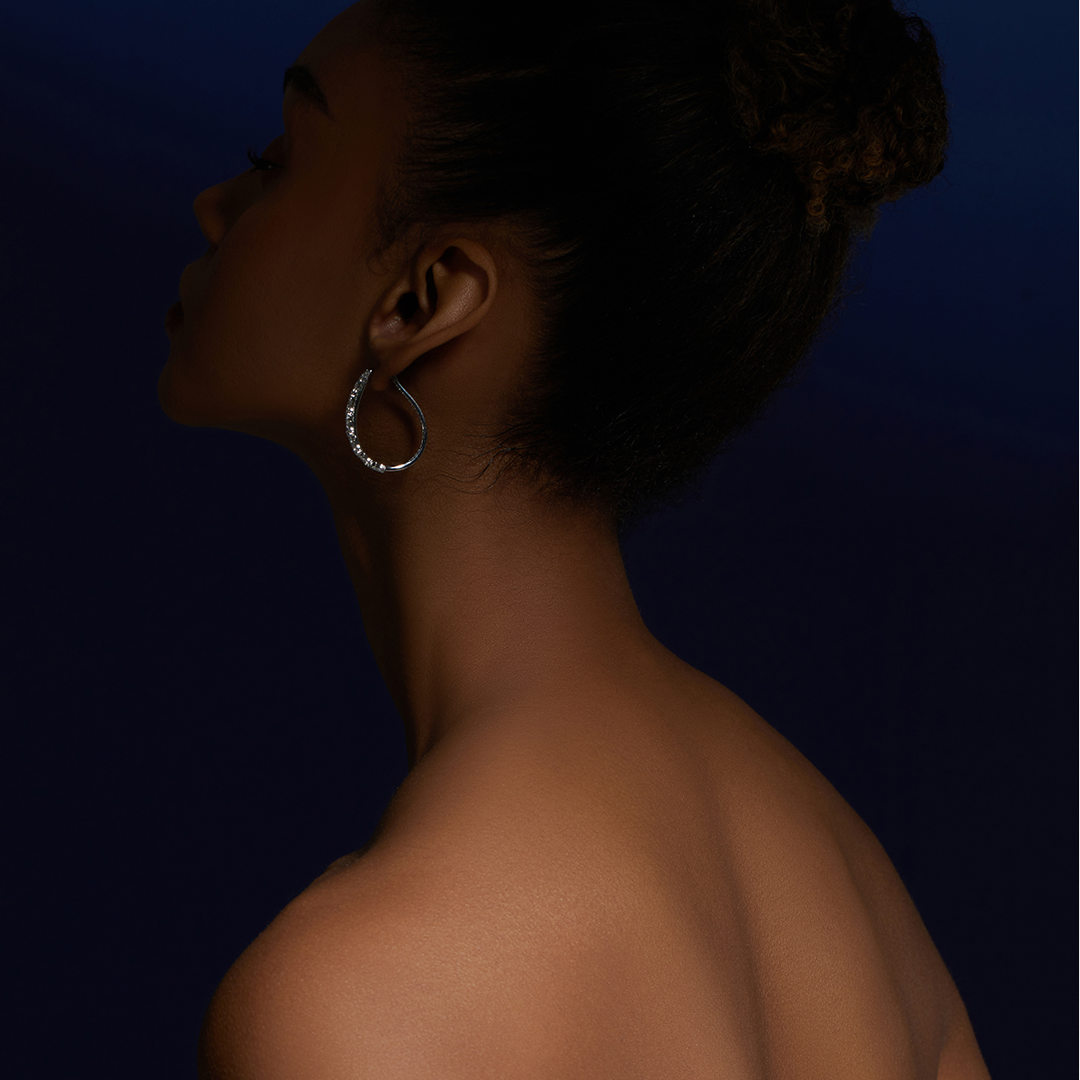 4.8 Carat Total Weight Pear Cut Lab Grown Diamond Double Row Crossover Inside-Out Hoop Earrings-Light Mark