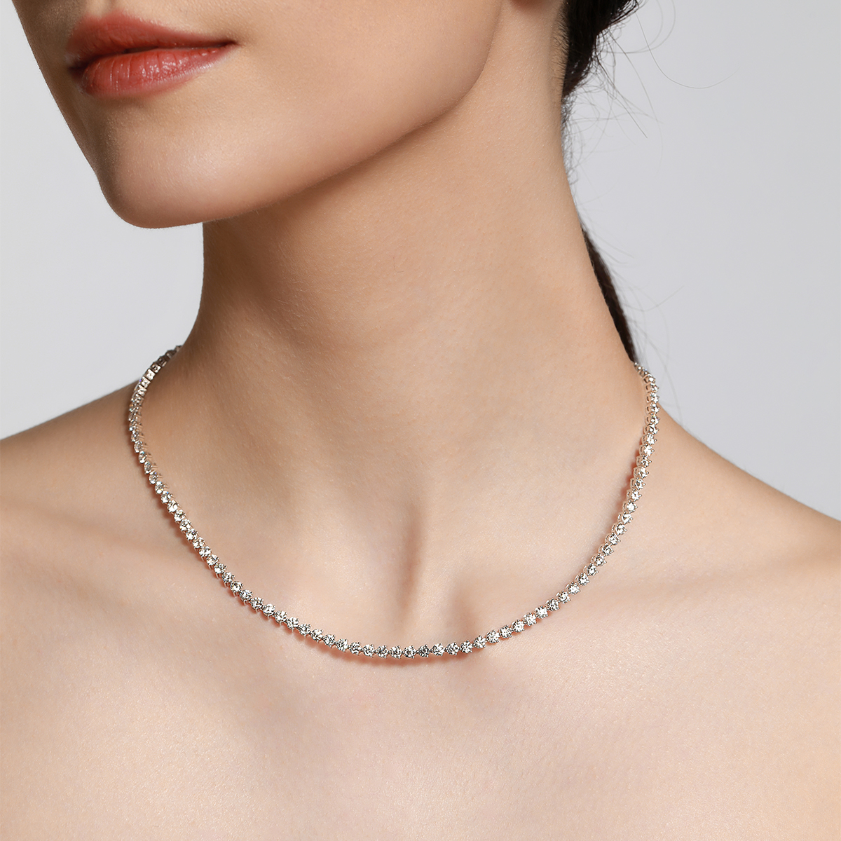 10.7 Total Carat Weight Brilliant Round Cut Lab Grown Diamond Diamond Tennis Necklace