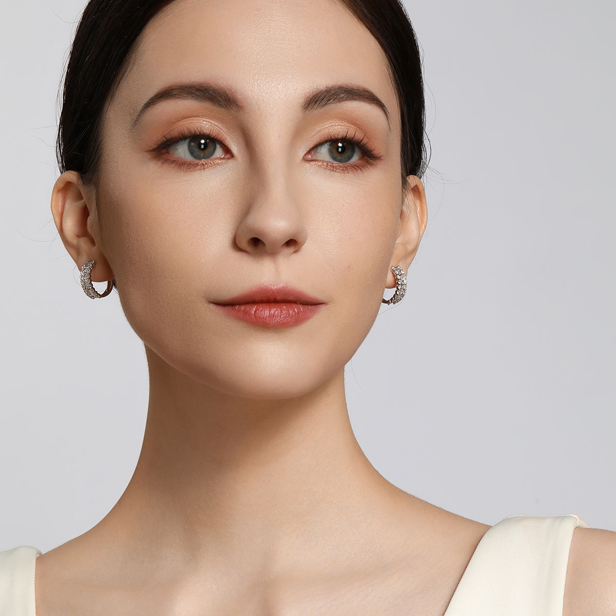 1.8 Carat Total Weight Baguette and Round Shape Lab Grown Diamond Huggies Earrings In 18k White Gold