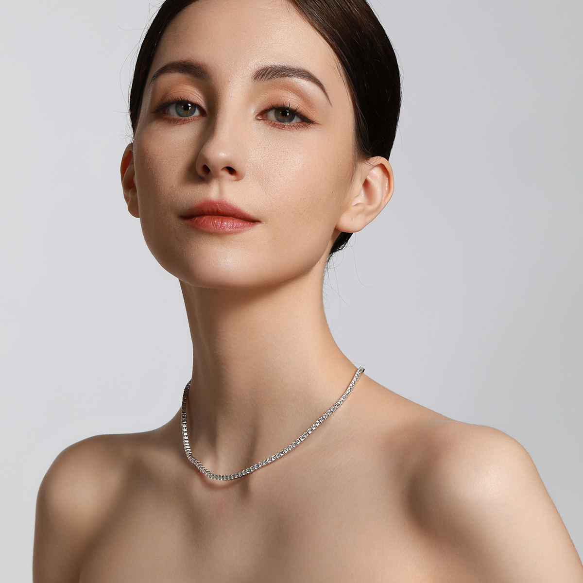 11 Carat Total Weight Lab Grown Diamond Classic Round Cut Diamond Tennis Necklace in 18k White Gold