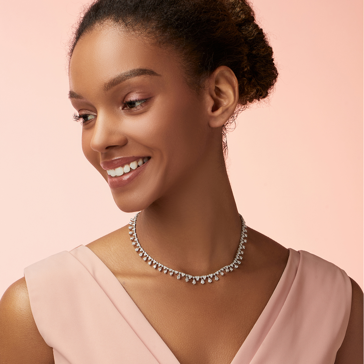  9 Carat Total Weight Mixed Cut Graduating Lab Grown Diamond Dangle Necklace in 18k White Gold