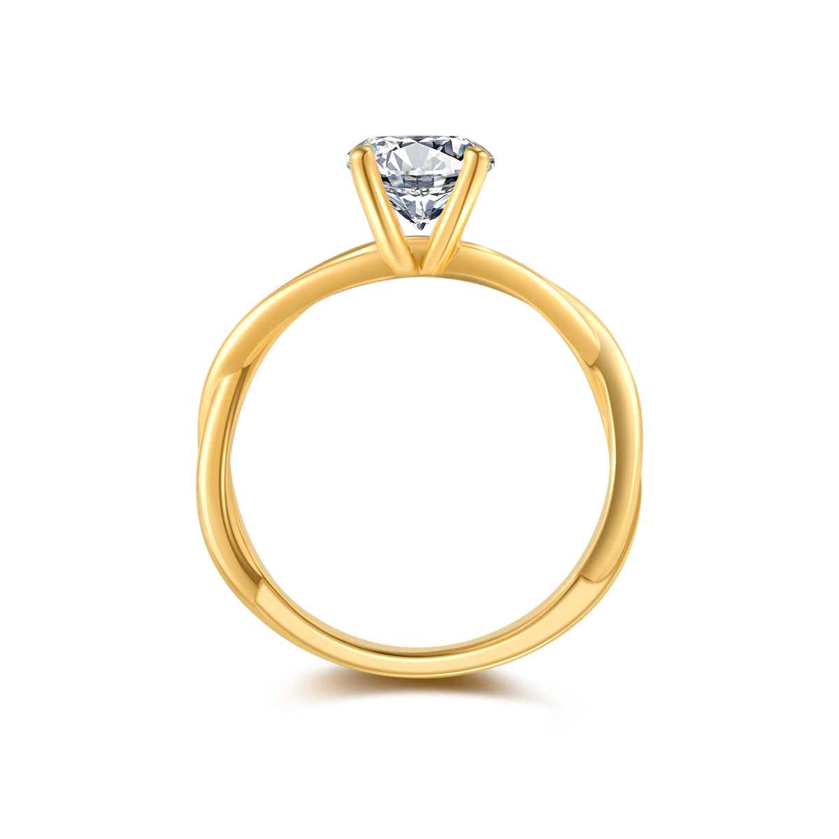 1 Carat Round Cut Lab Grown Diamond Twist Comfort Fit Solitaire Engagement Ring