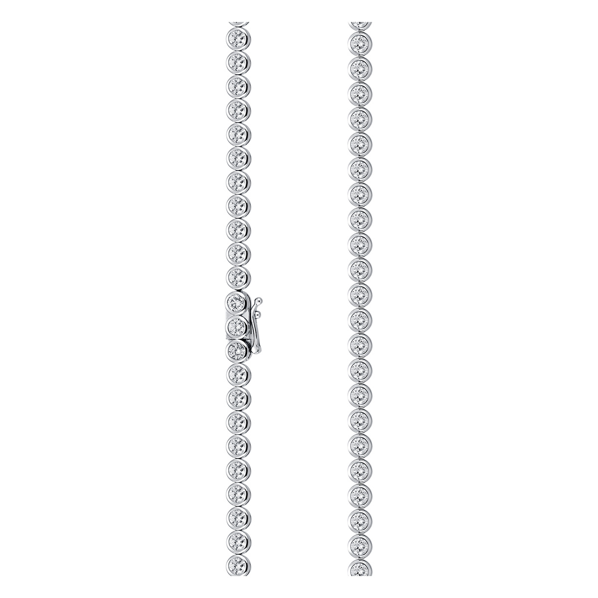 IGI Certified 7.9 Carat Round Cut Lab Grown Diamond Bezel Set Tennis Necklace in 18K White Gold