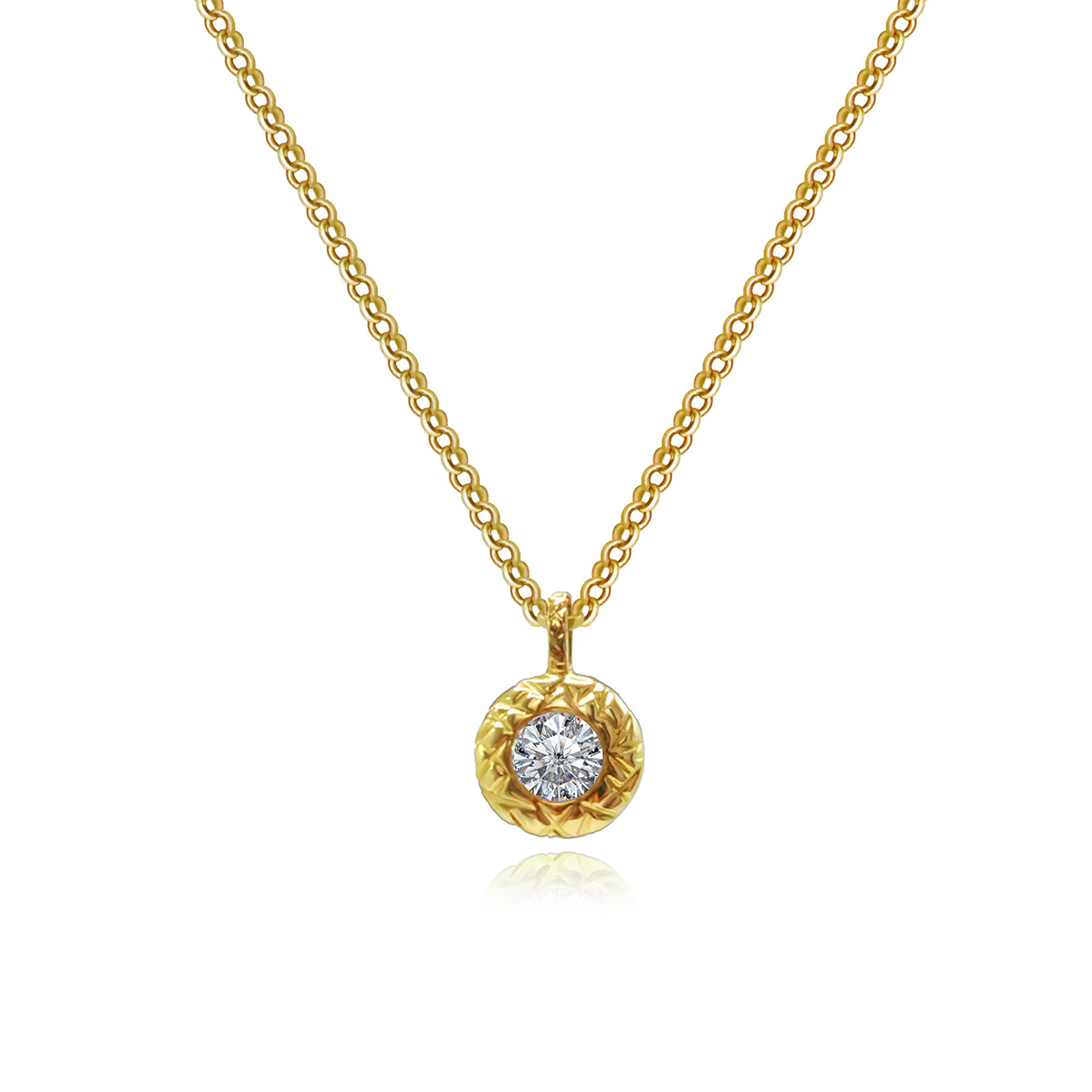 Bold Bezel Set Round Cut Lab Grown Diamond Necklace in 18k Gold  (0.2 Ct Tw)
