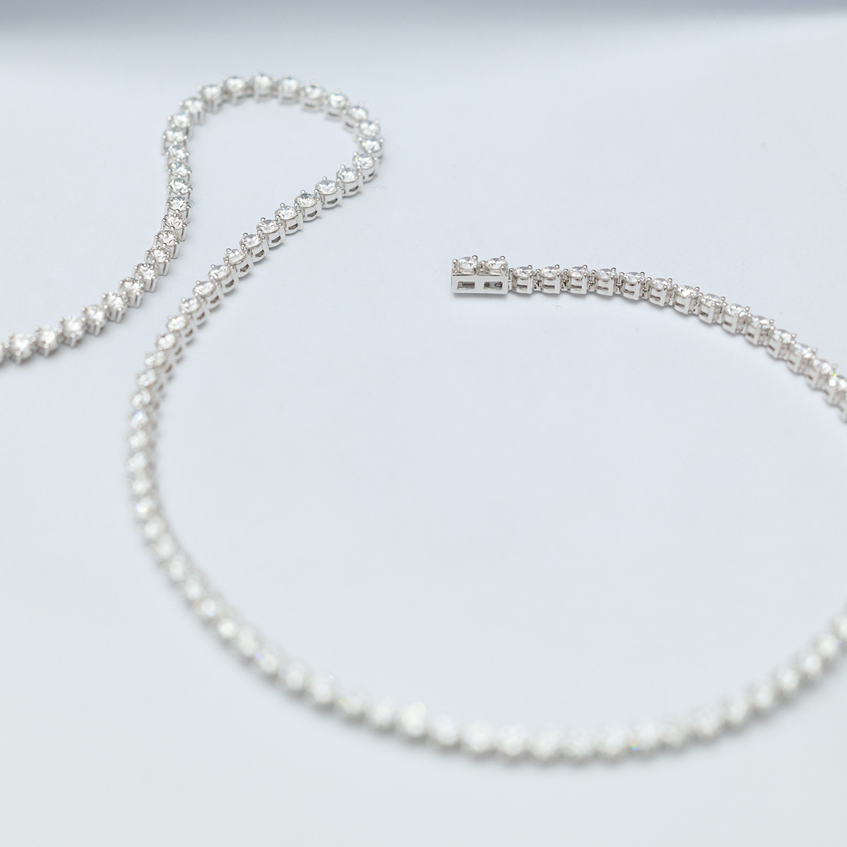 10.7 Total Carat Weight Brilliant Round Cut Lab Grown Diamond Diamond Tennis Necklace-Light Mark
