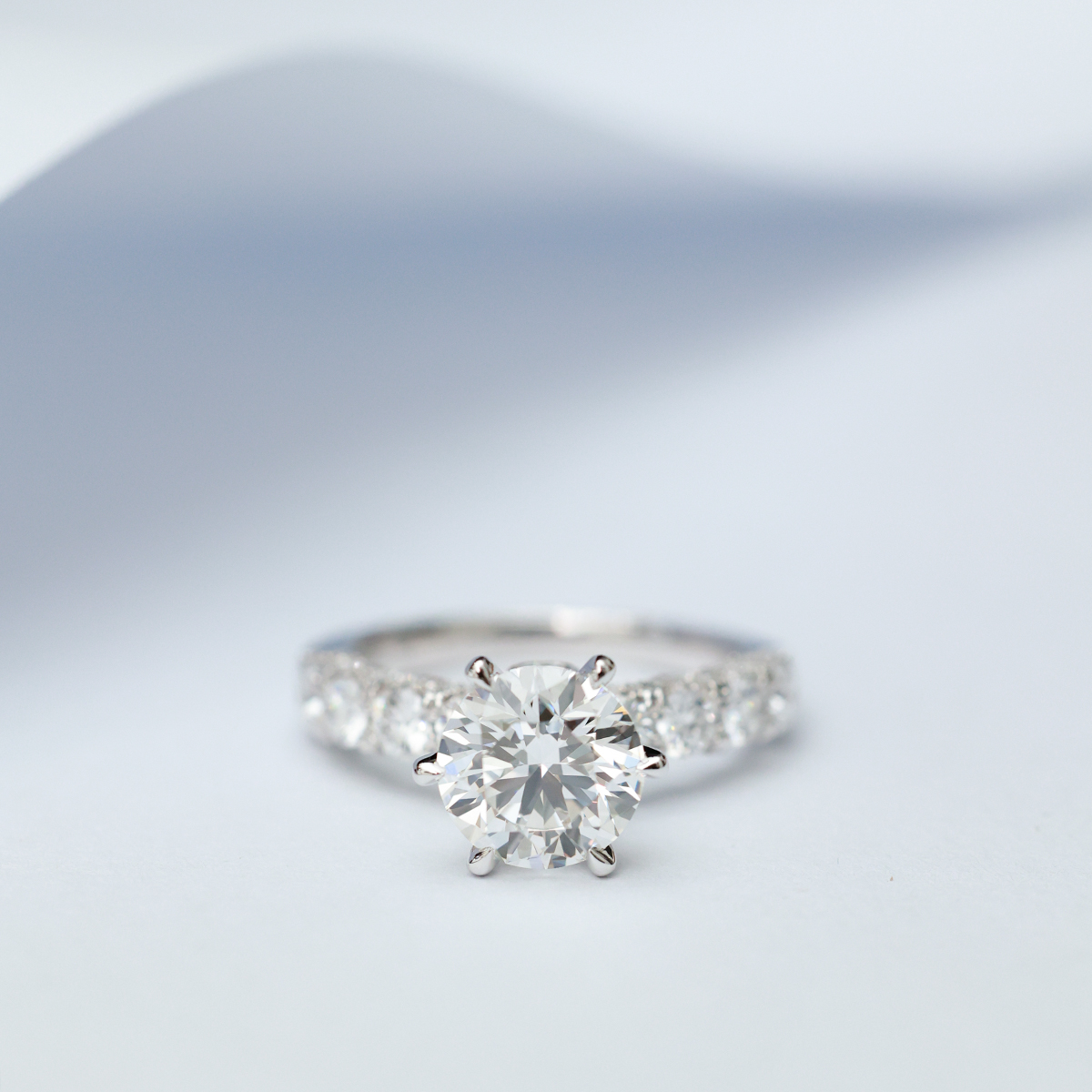  2 Carat Center Stone Round Cut Lab Grown Diamond Hidden Halo Engagement Ring (3.1 Ct Tw)-Light Mark