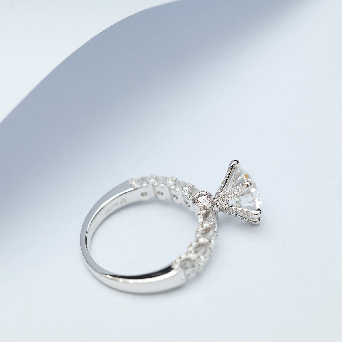  2 Carat Center Stone Round Cut Lab Grown Diamond Hidden Halo Engagement Ring (3.1 Ct Tw)-Light Mark
