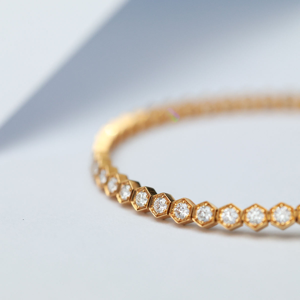 2 Carat Total Weight Hexagon Shape Bezel Set Round Cut Lab Grown Diamond Tennis Bracelet-Light Mark