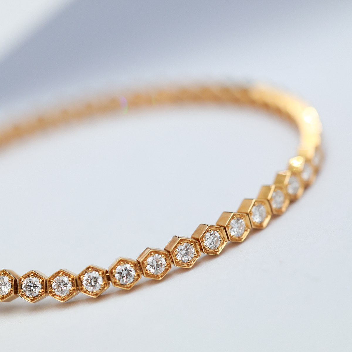 2 Carat Total Weight Hexagon Shape Bezel Set Round Cut Lab Grown Diamond Tennis Bracelet-Light Mark