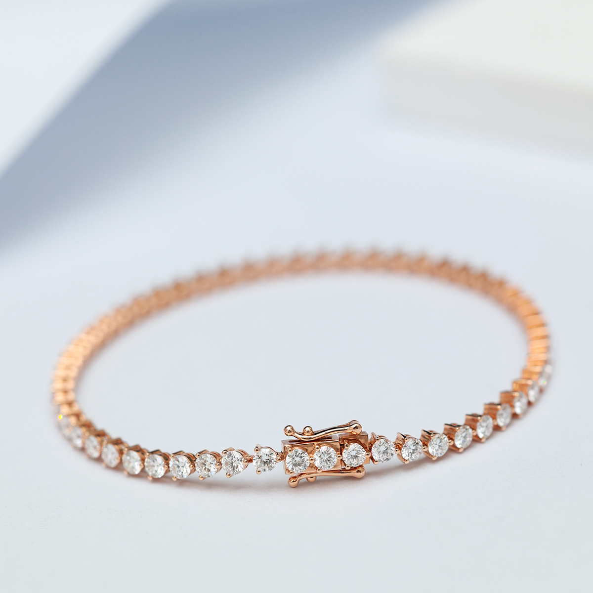 3.6 Carat Total Weight Round Cut Lab Grown Diamond Tennis Bracelet in 18K Rose Gold