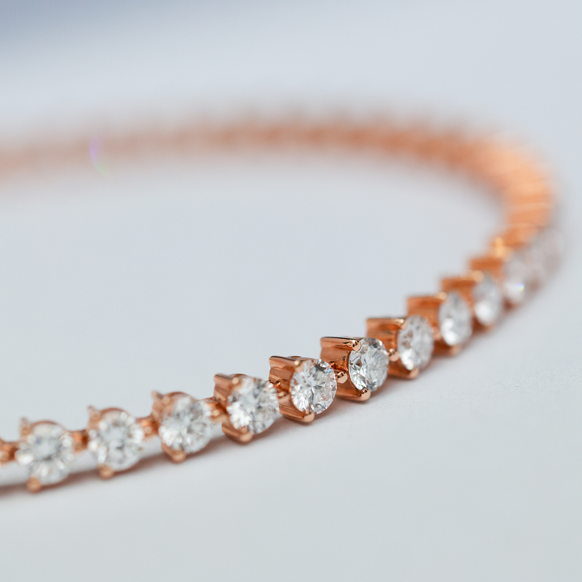 3.6 Carat Total Weight Round Cut Lab Grown Diamond Tennis Bracelet in 18K Rose Gold