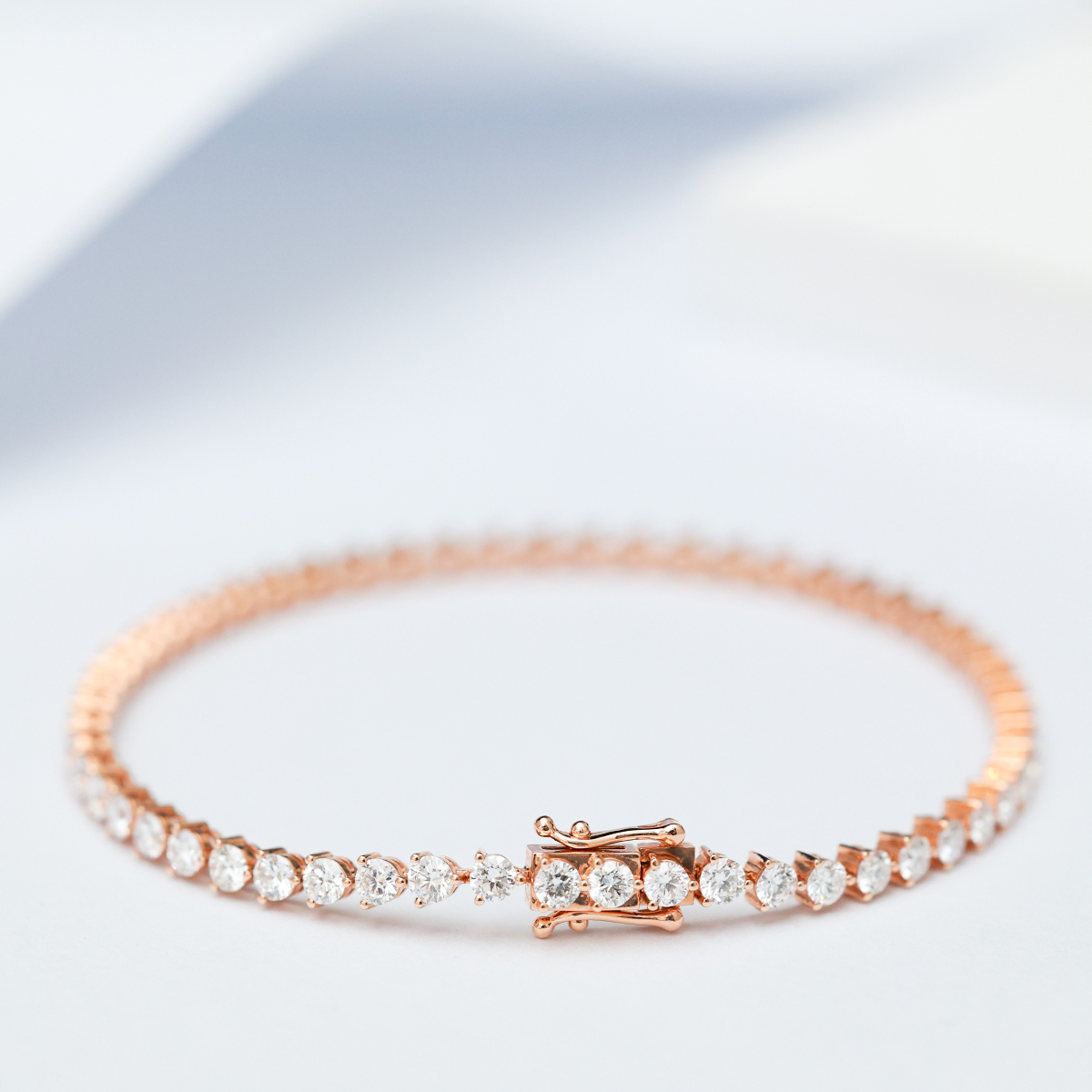 3.6 Carat Total Weight Round Cut Lab Grown Diamond Tennis Bracelet in 18K Rose Gold